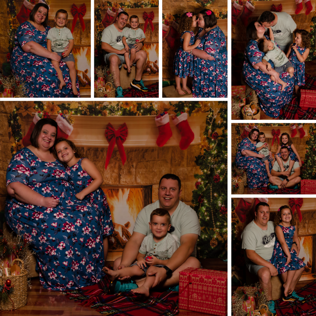 Roaring Fire Backdrop Christmas Family photoshoot